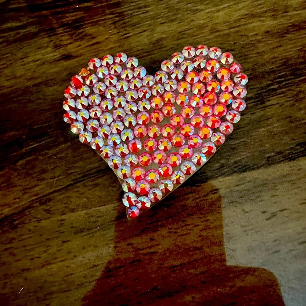 Swarovski Bling Pinky Heart Popsocket Swappable made with Swarovski AB Crystals